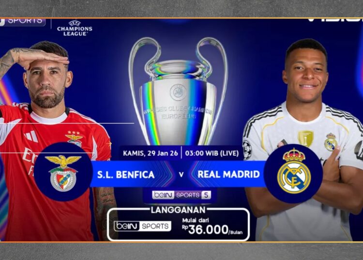 Jadwal Benfica vs Real Madrid, Live Streaming Dini Hari